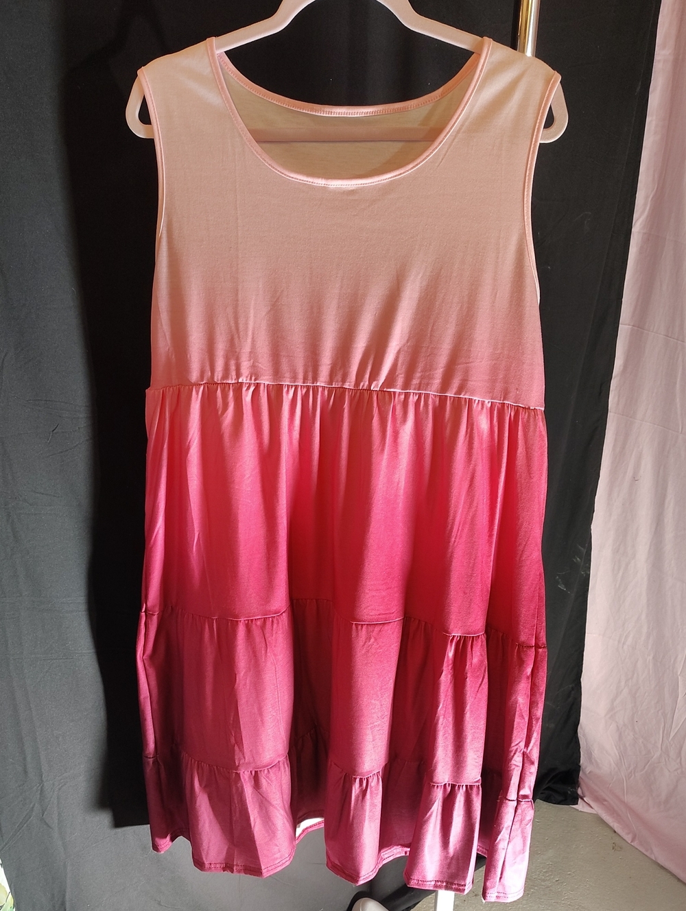 Pink Ombre Tiered Sleeveless Dress